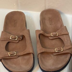 J. Crew Tan Sandals with Gold Accents